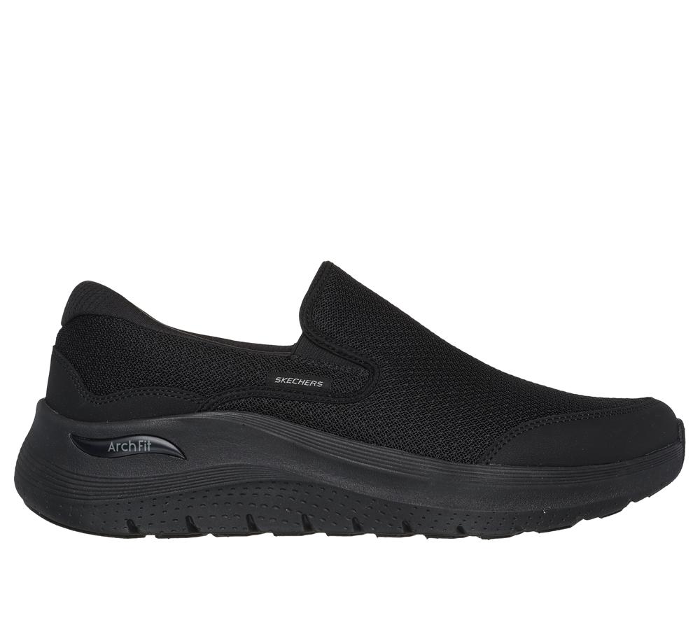 Men Skechers Arch Fit 2.0 - Vallo Slip On Shoes Black  USA |  3056-UAGJD