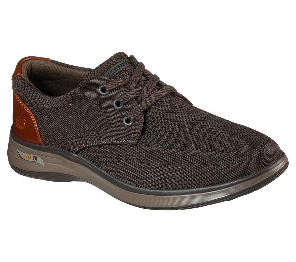 Men Skechers Arch Fit Darlo - Weedon Slip On Shoes Olive / Brown  USA |  2613-EITVG