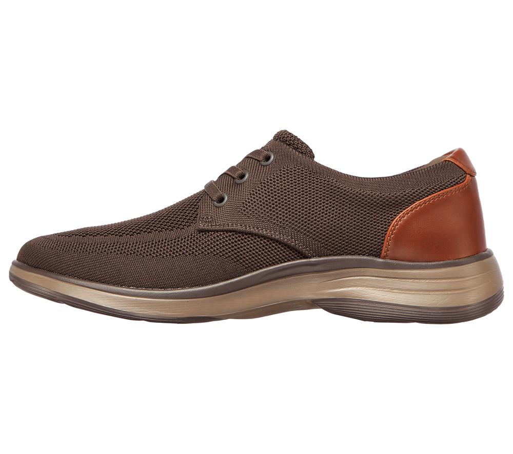 Men Skechers Arch Fit Darlo - Weedon Smart Shoes Olive / Brown  USA |  4136-XKIHD