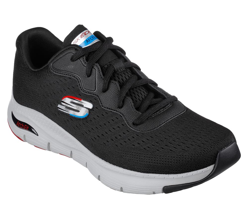 Men Skechers Arch Fit Lace Up Black  USA |  7815-EBQVG