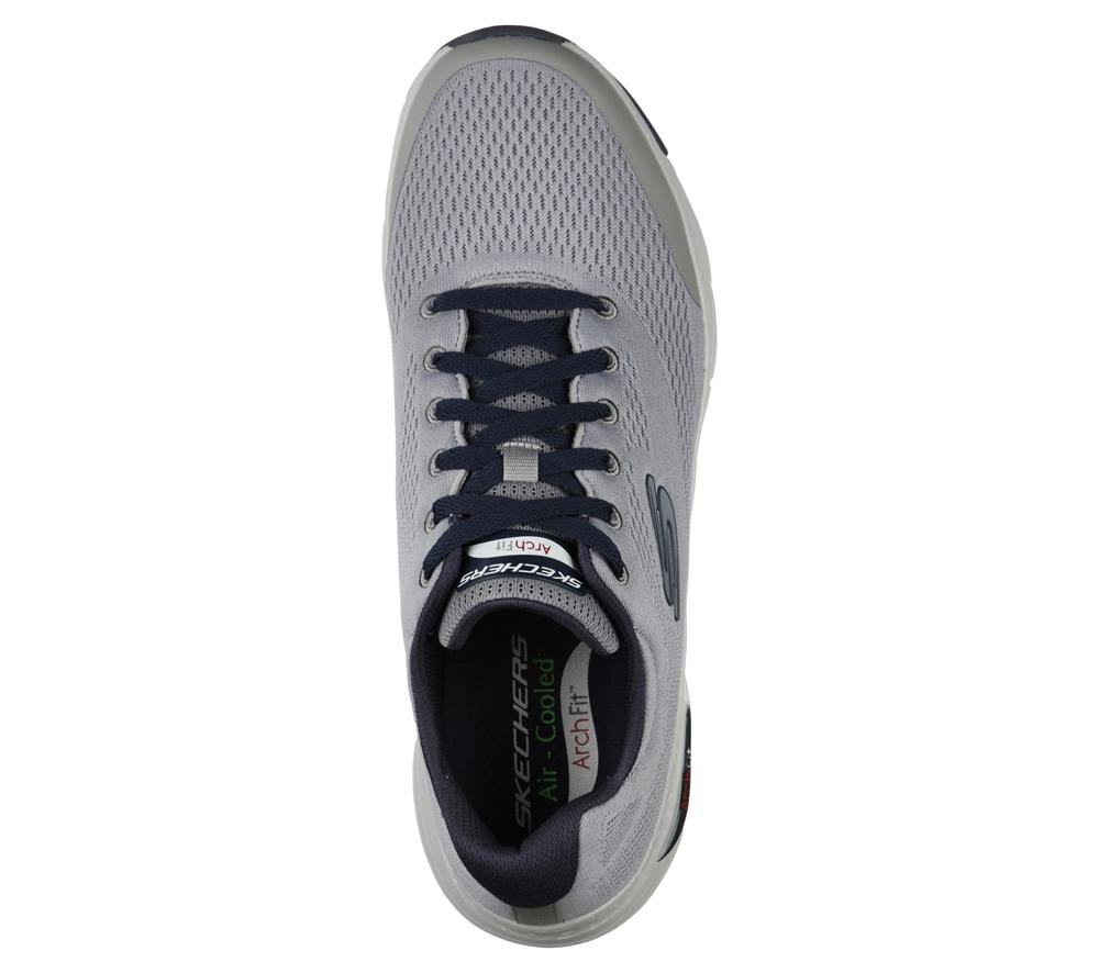 Men Skechers Arch Fit Lace Up Grey / Navy  USA |  7832-CFWGP