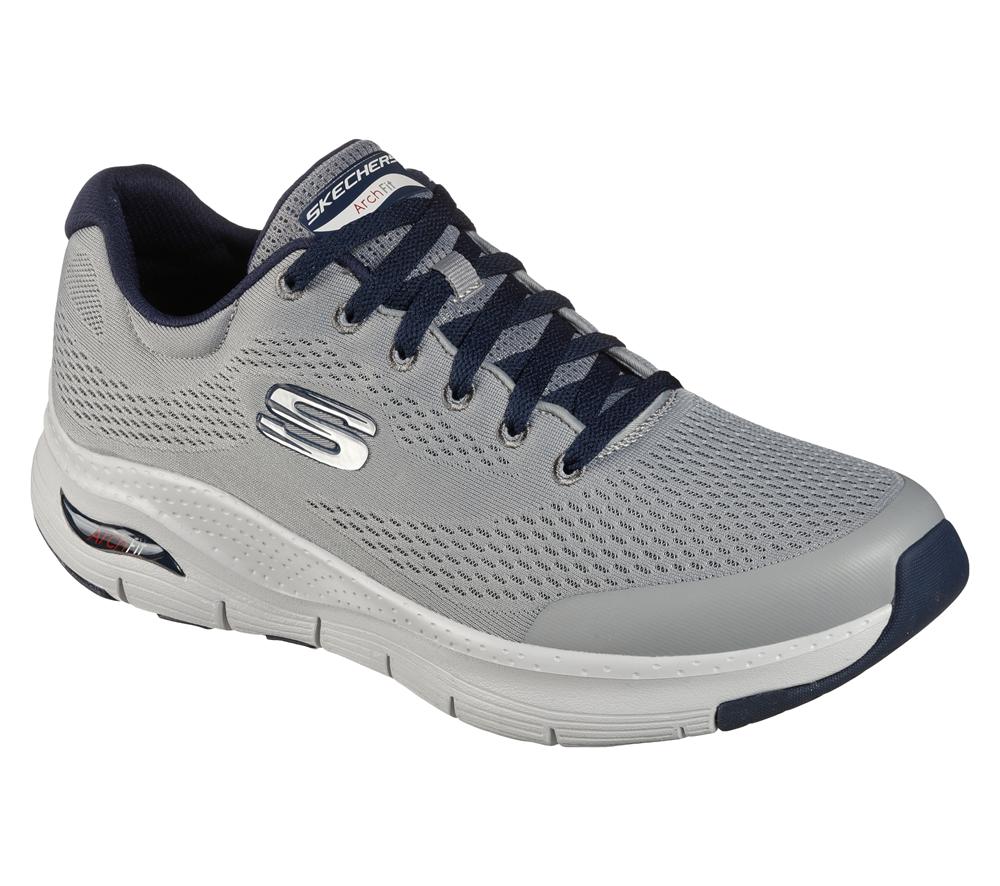 Men Skechers Arch Fit Lace Up Grey / Navy  USA |  7832-CFWGP