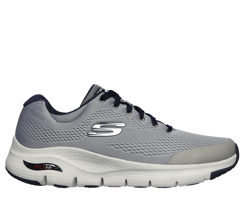 Men Skechers Arch Fit Lace Up Grey / Navy  USA |  7832-CFWGP