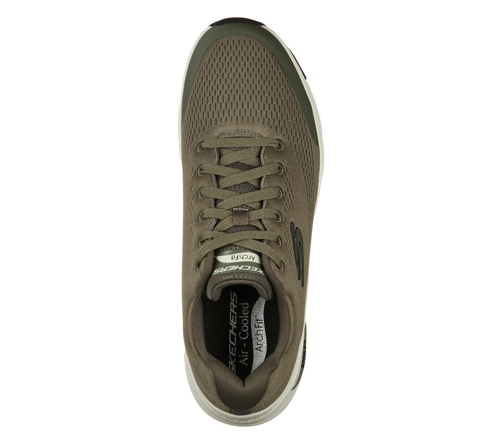 Men Skechers Arch Fit Lace Up Olive  USA |  5804-BQRGZ