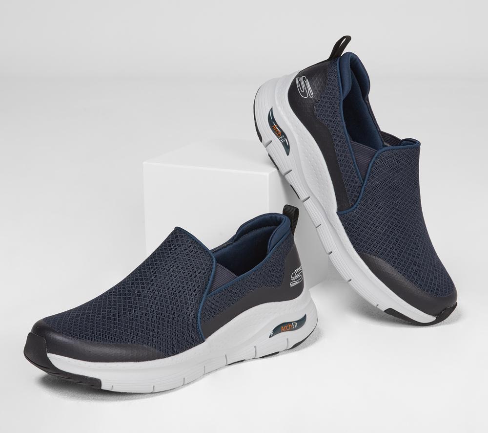 Men Skechers Arch Fit - Banlin Slip On Shoes Navy  USA |  8792-RQCHV