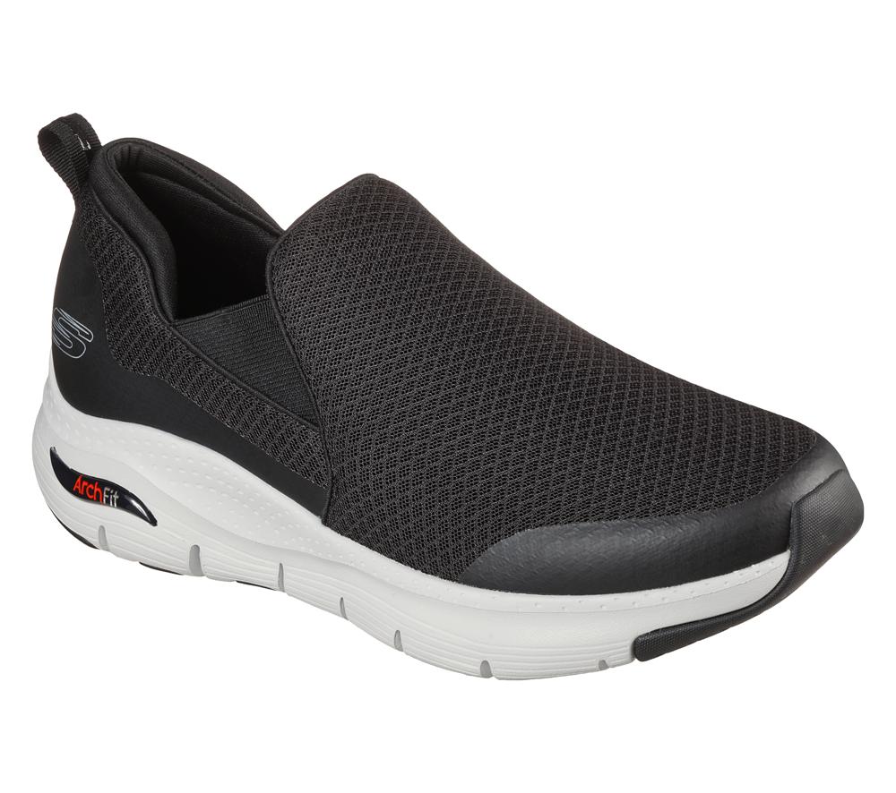 Men Skechers Arch Fit - Banlin Slip On Shoes Black / White  USA |  9782-SLPQO