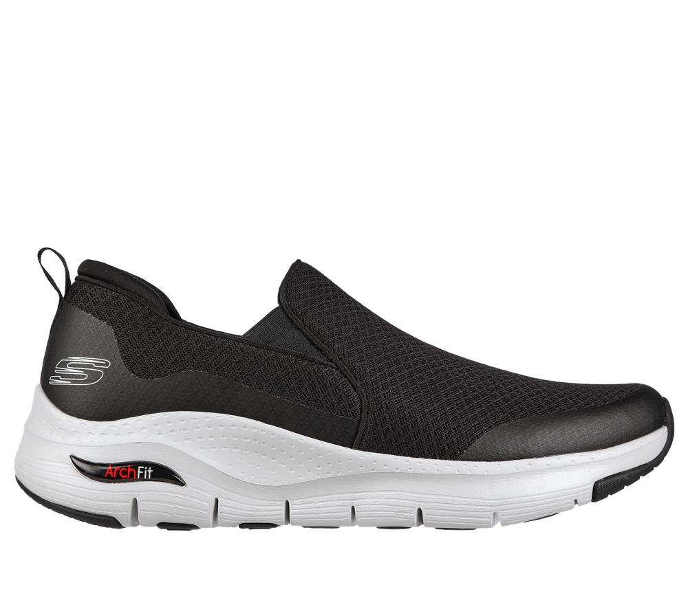 Men Skechers Arch Fit - Banlin Slip On Shoes Black / White  USA |  9782-SLPQO