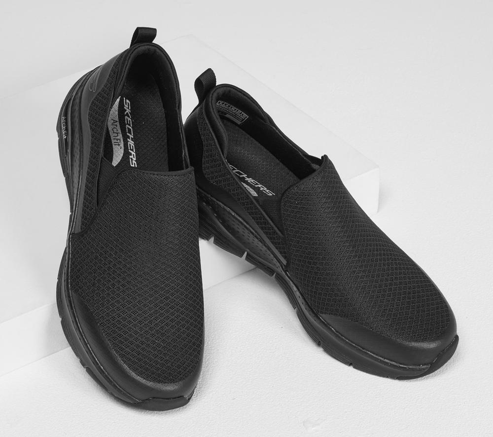 Men Skechers Arch Fit - Banlin Slip On Shoes Black  USA |  9265-VXGNU
