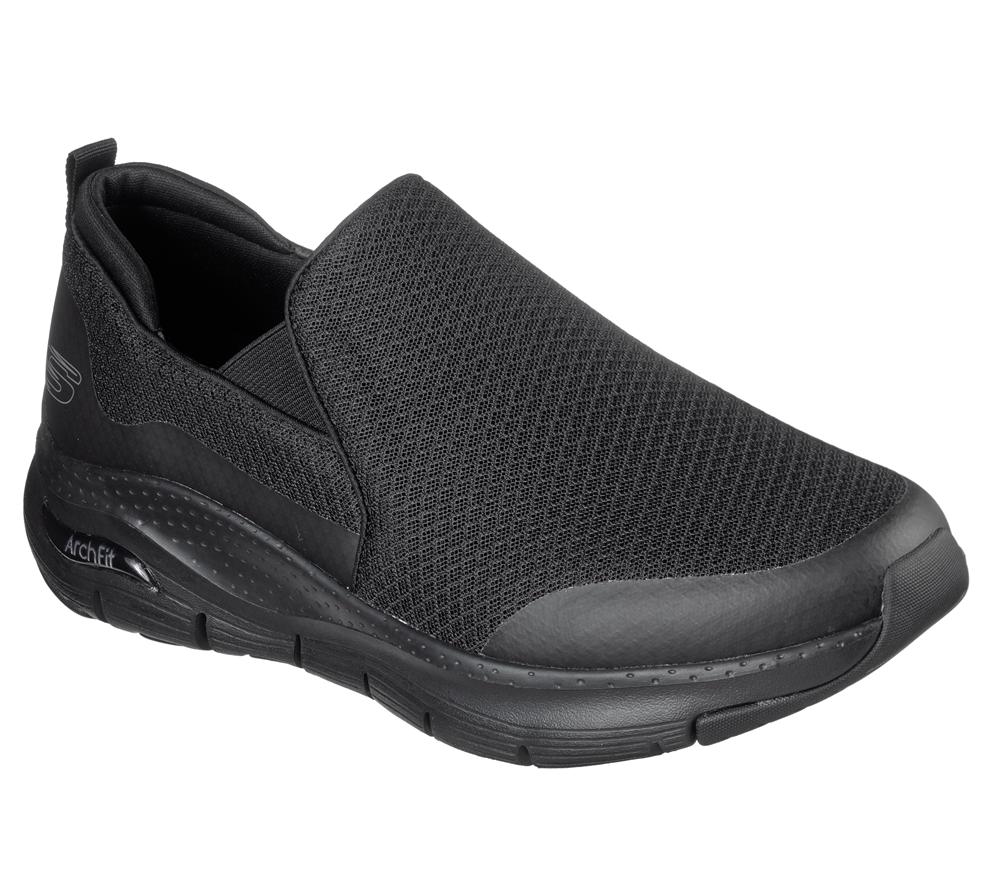 Men Skechers Arch Fit - Banlin Slip On Shoes Black  USA |  9265-VXGNU