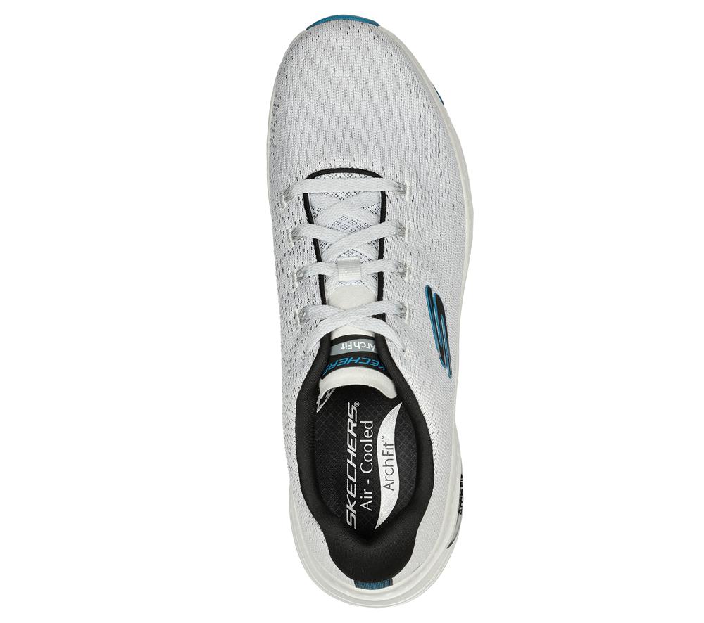Men Skechers Arch Fit - Takar Lace Up White / Blue  USA |  1934-BWAMX
