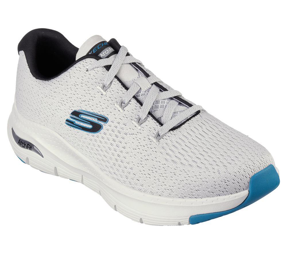 Men Skechers Arch Fit - Takar Lace Up White / Blue  USA |  1934-BWAMX