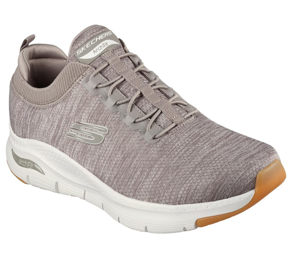 Men Skechers Arch Fit - Waveport Sneakers Taupe Brown  USA |  7136-MCORU