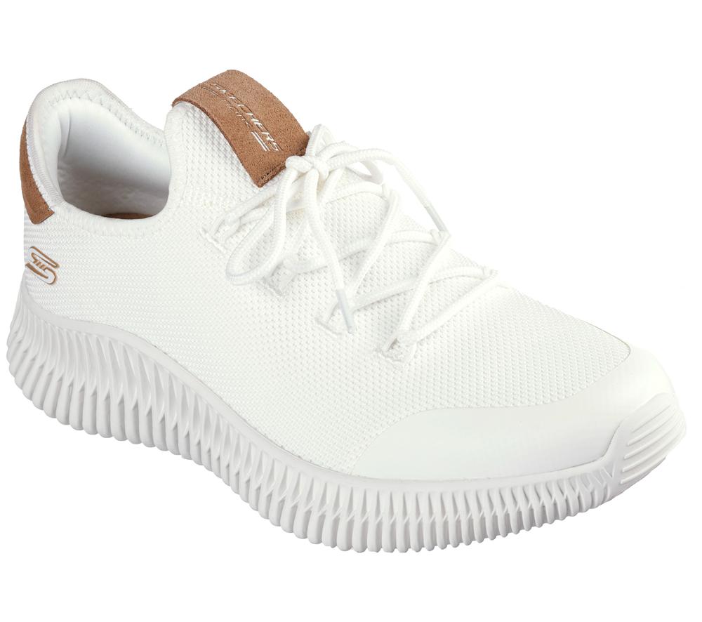 Men Skechers BOBS Sport Geo - City Dapper Slip On Shoes Off White  USA |  6518-BDEXU
