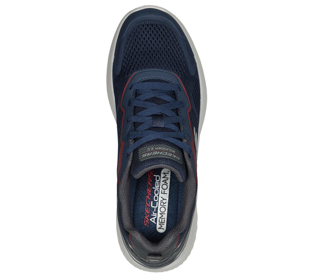 Men Skechers Bounder 2.0 - Andal Lace Up Navy / Burgundy  USA |  6325-FHVTE