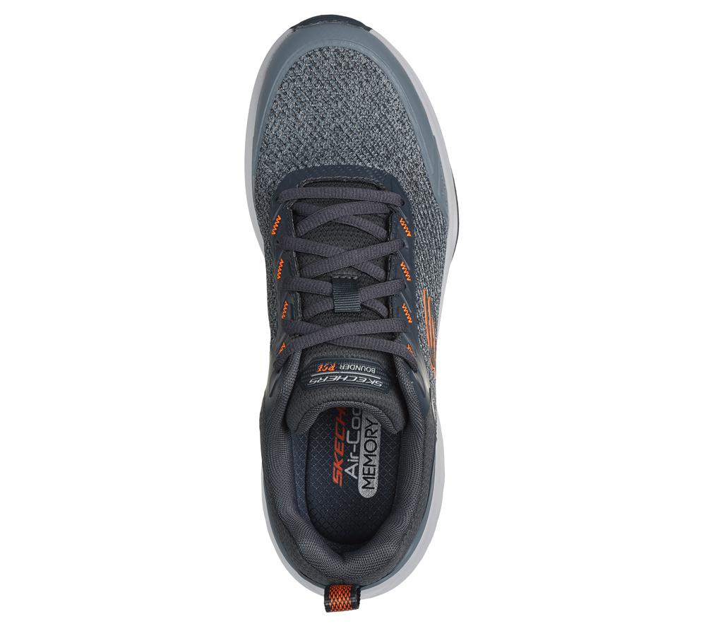 Men Skechers Bounder RSE - Hazlet Lace Up Grey / Orange  USA |  2386-EDXPT