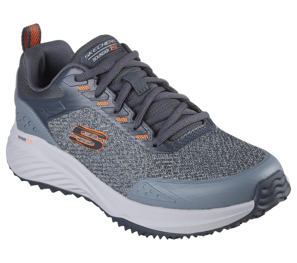 Men Skechers Bounder RSE - Hazlet Lace Up Grey / Orange  USA |  2386-EDXPT