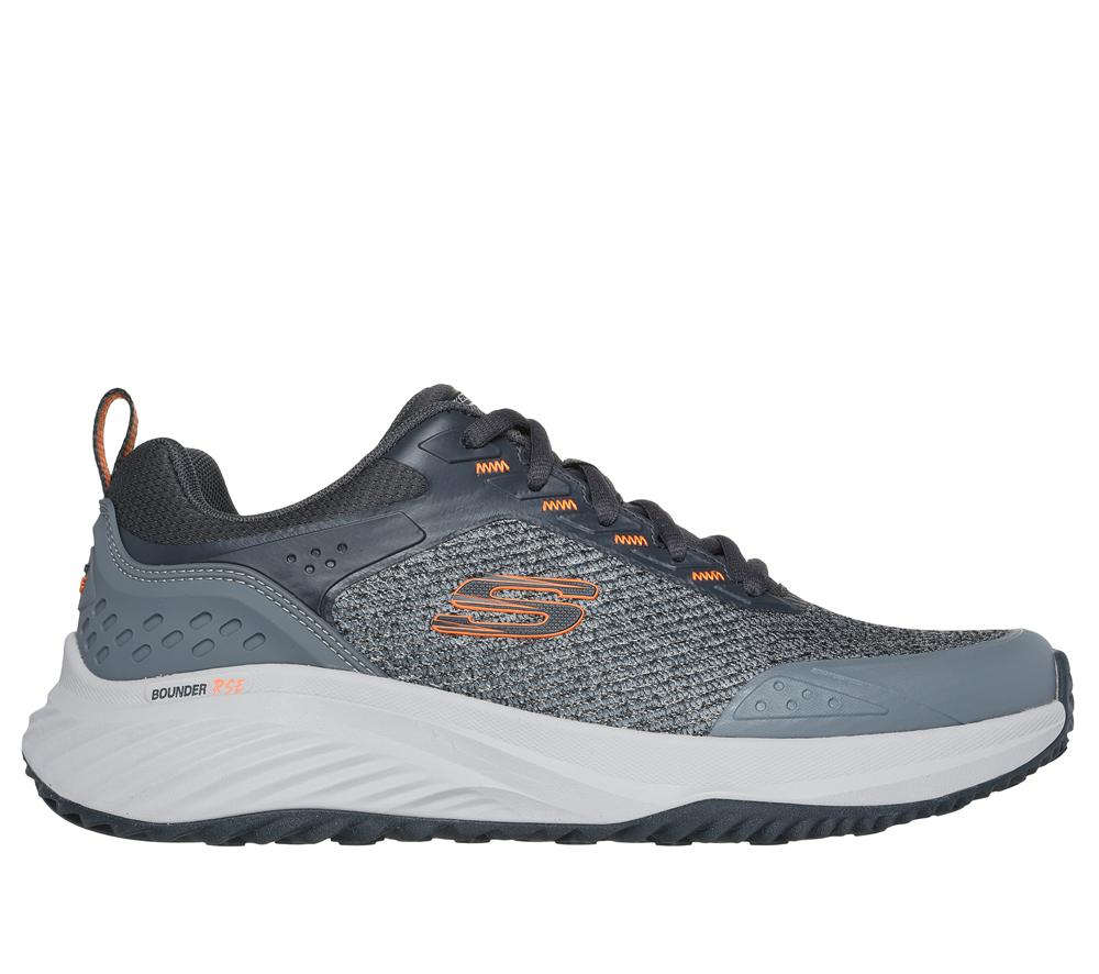 Men Skechers Bounder RSE - Hazlet Lace Up Grey / Orange  USA |  2386-EDXPT