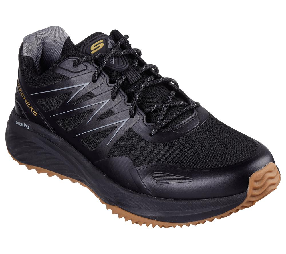 Men Skechers Bounder RSE - Zoner Lace Up Black / Gold  USA |  6281-PEJSN