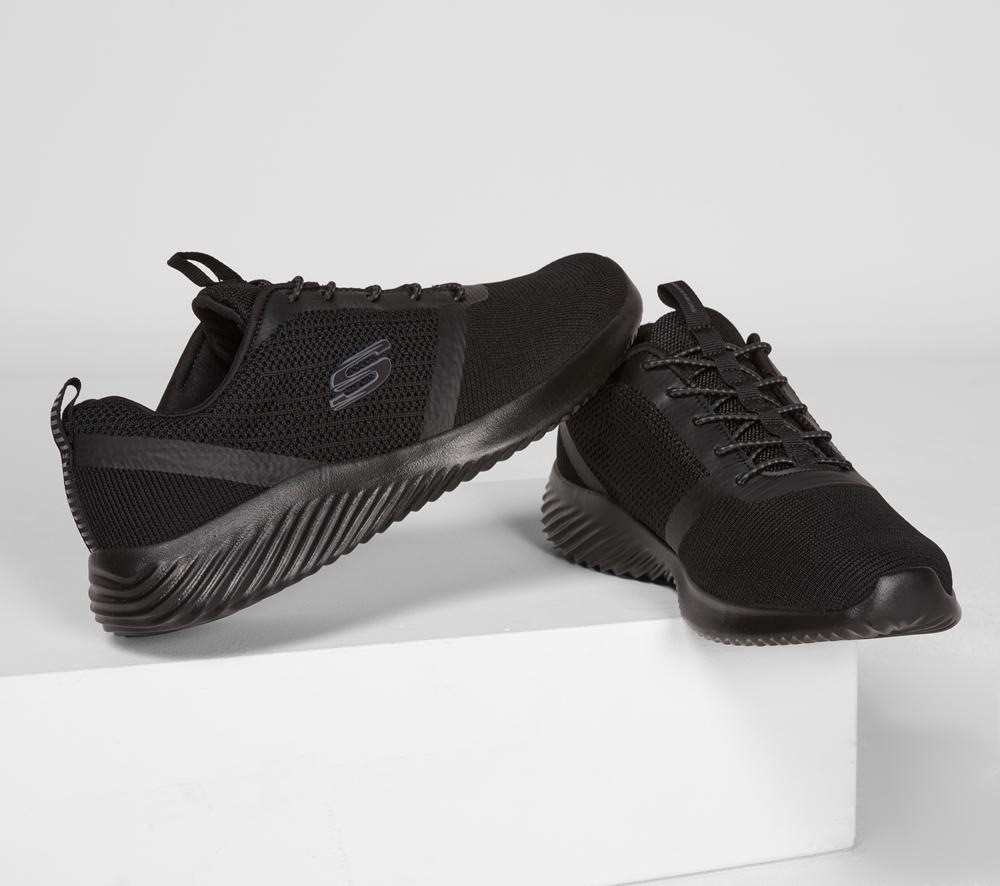 Men Skechers Bounder Slip On Shoes Black  USA |  7936-XSOTR