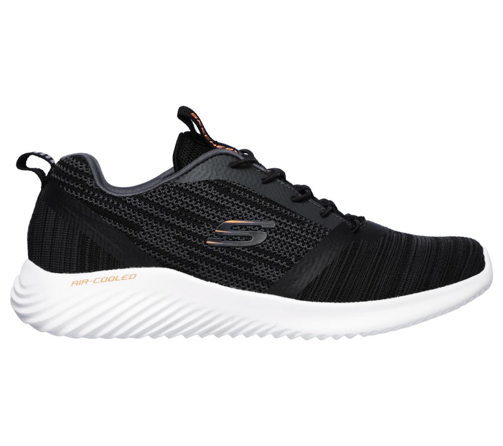 Men Skechers Bounder Slip On Shoes Black  USA |  7135-UMDZW