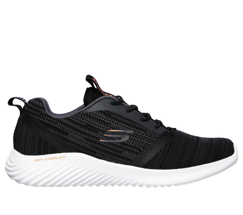 Men Skechers Bounder Slip On Shoes Black  USA |  7135-UMDZW