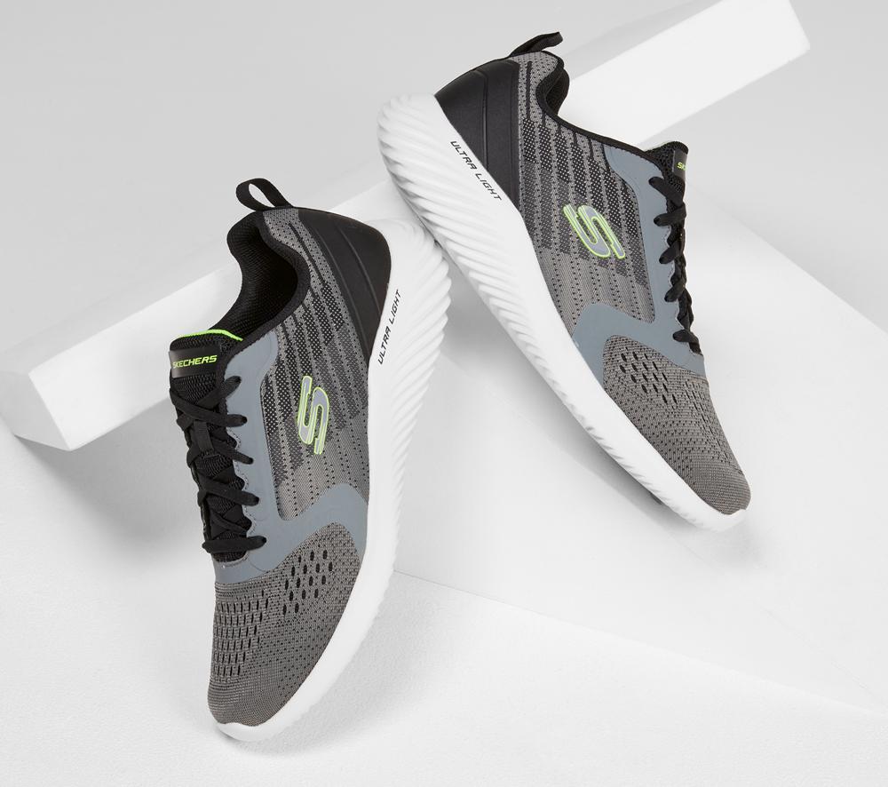 Men Skechers Bounder - Verkona Lace Up Charcoal  USA |  2486-ENMKV