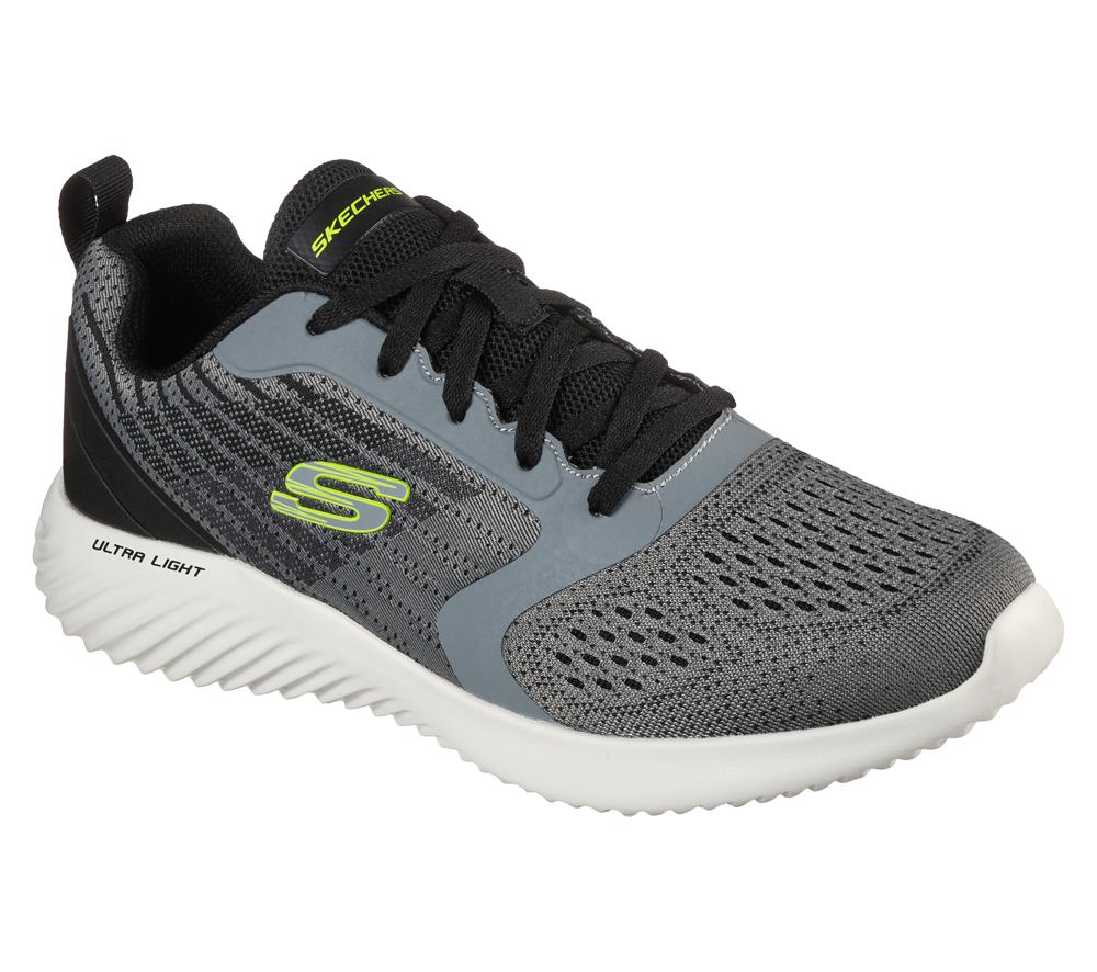 Men Skechers Bounder - Verkona Lace Up Charcoal  USA |  2486-ENMKV