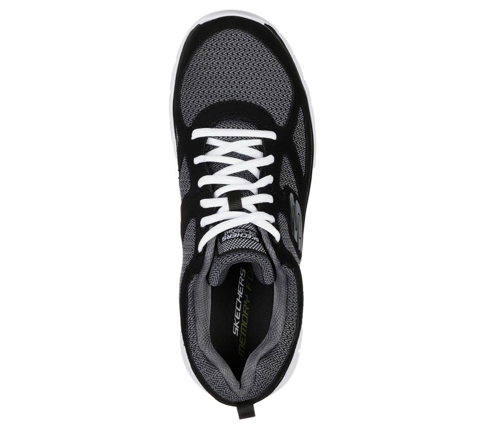 Men Skechers Burns - Agoura Lace Up Black / White  USA |  2948-EFZGT