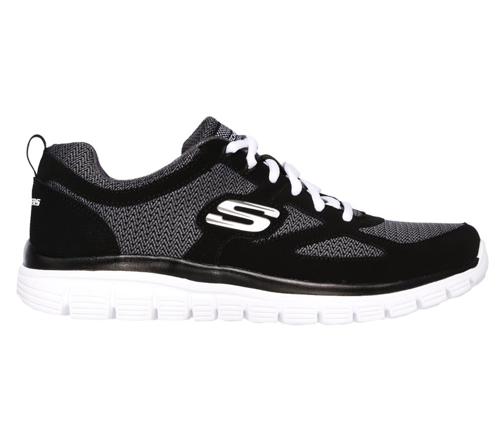 Men Skechers Burns - Agoura Lace Up Black / White  USA |  2948-EFZGT
