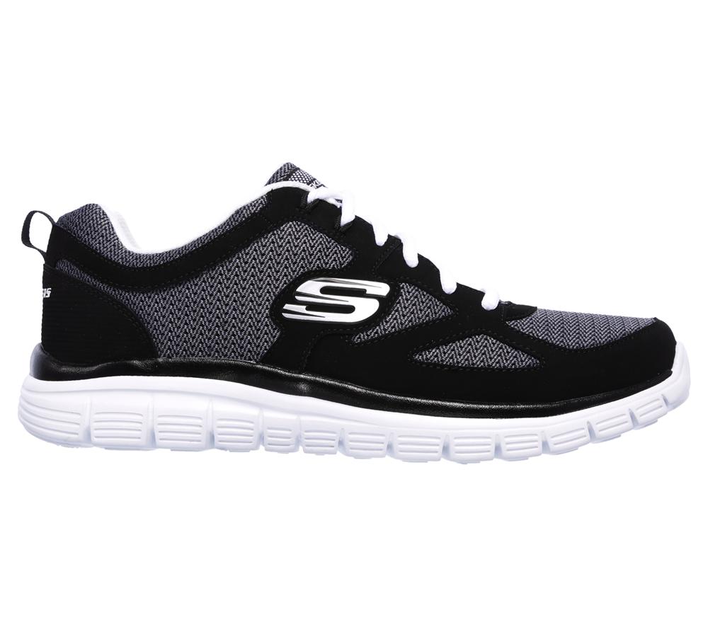 Men Skechers Burns - Agoura Lace Up Black / White  USA |  2948-EFZGT
