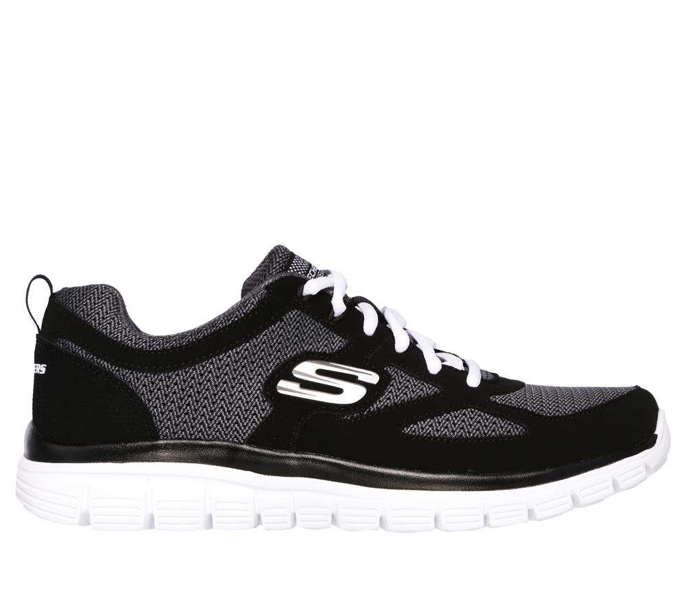 Men Skechers Burns - Agoura Lace Up Black / White  USA |  2948-EFZGT