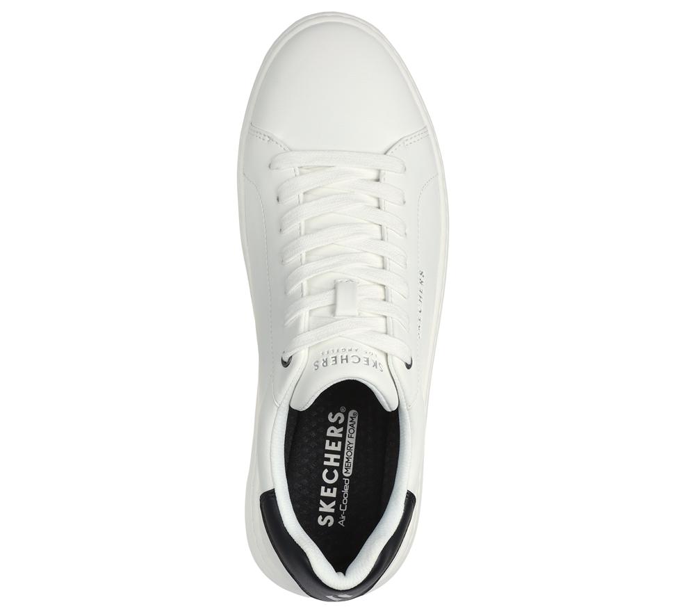 Men Skechers Court Break - Suit Sneaker Lace Up White  USA |  7435-OBSPR