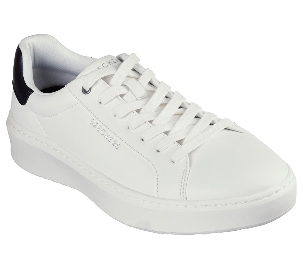 Men Skechers Court Break - Suit Sneaker Lace Up White  USA |  7435-OBSPR