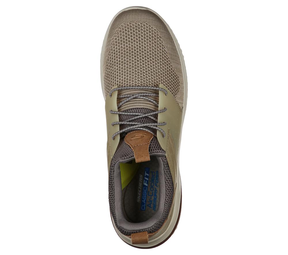 Men Skechers Delson 3.0 - Cicada Slip On Shoes Taupe Brown  USA |  1309-YDXIL