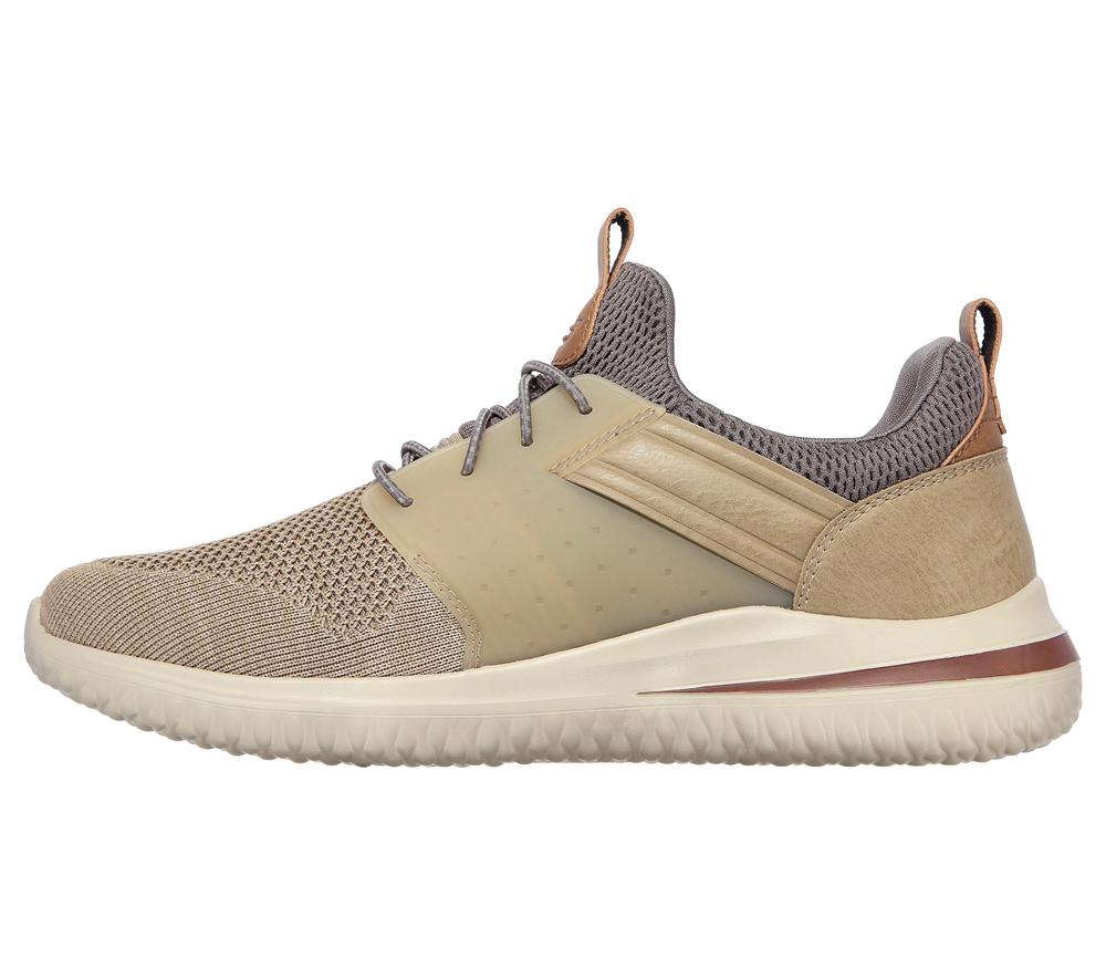 Men Skechers Delson 3.0 - Cicada Slip On Shoes Taupe Brown  USA |  1309-YDXIL