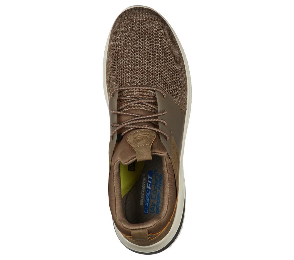 Men Skechers Delson 3.0 - Cicada Slip On Shoes Khaki  USA |  1479-BCOKH