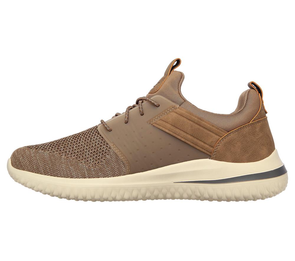 Men Skechers Delson 3.0 - Cicada Slip On Shoes Khaki  USA |  1479-BCOKH