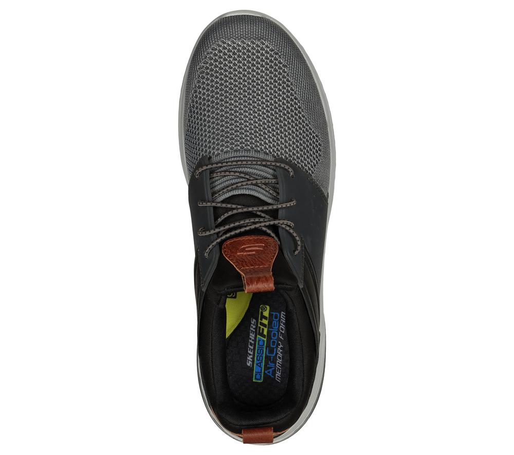 Men Skechers Delson 3.0 - Cicada Slip On Shoes Grey / Black  USA |  3408-POXFQ