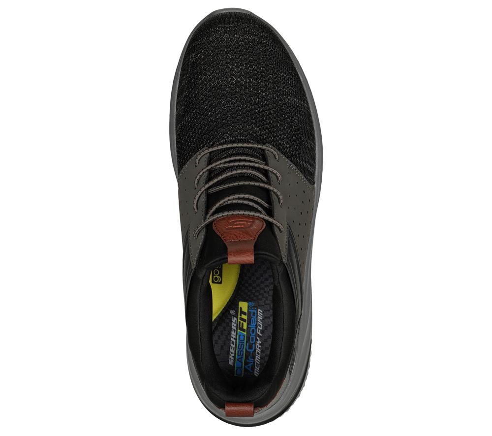 Men Skechers Delson 3.0 - Cicada Slip On Shoes Black / Grey  USA |  1502-BTCUX