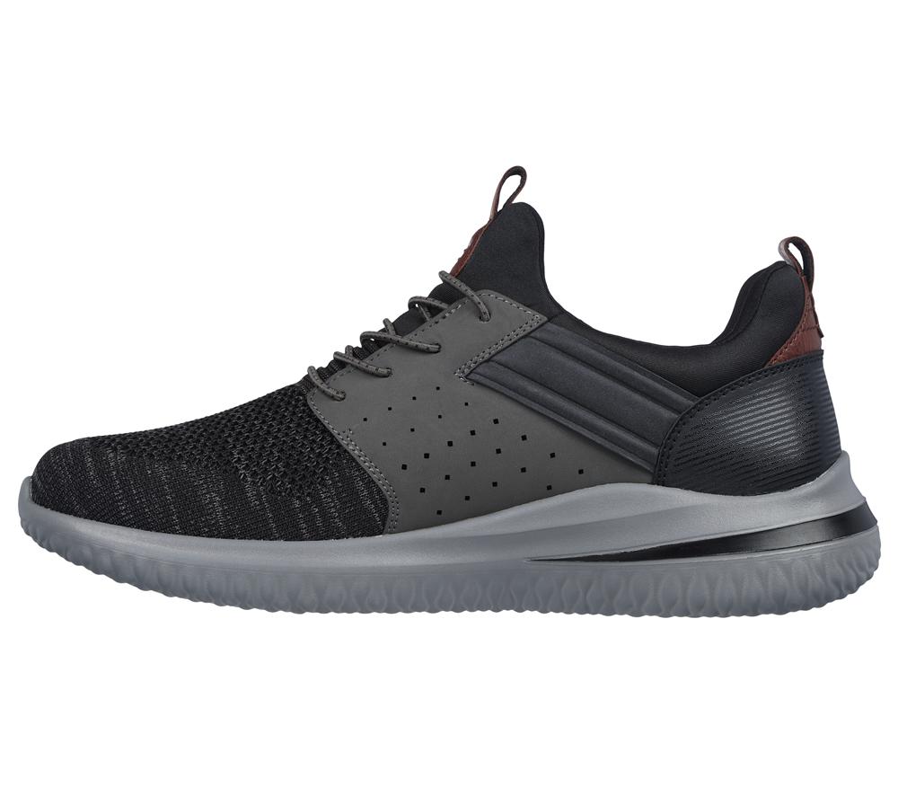 Men Skechers Delson 3.0 - Cicada Slip On Shoes Black / Grey  USA |  1502-BTCUX