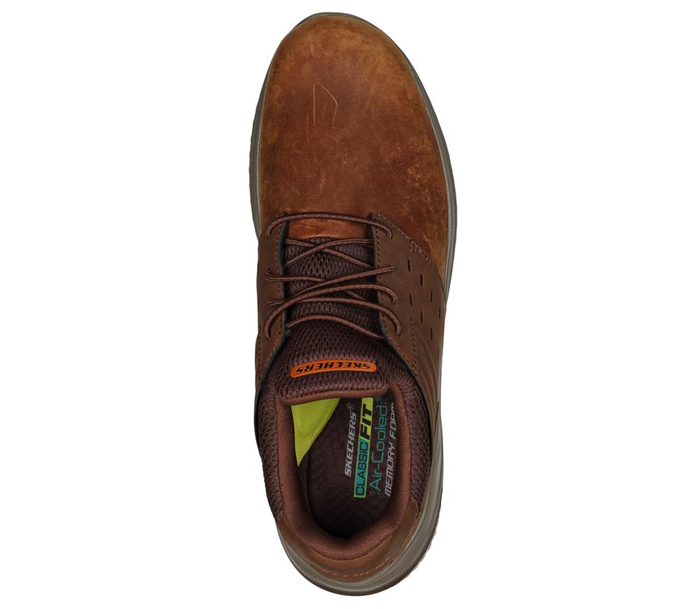 Men Skechers Delson 3.0 - Ezra Slip On Shoes Brown  USA |  3108-JDNHG