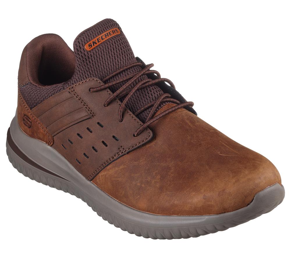 Men Skechers Delson 3.0 - Ezra Slip On Shoes Brown  USA |  3108-JDNHG