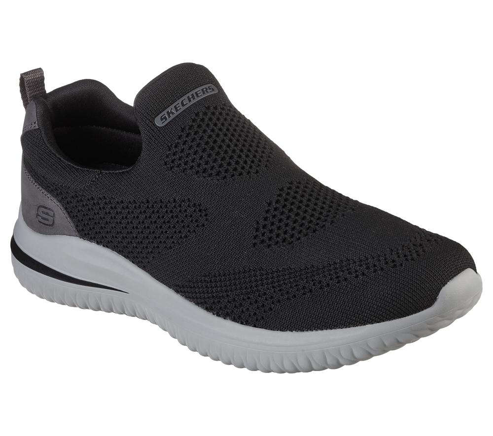 Men Skechers Delson 3.0 - Fairfield Slip On Shoes Black  USA |  3268-ZFRCB