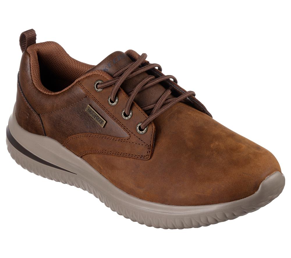 Men Skechers Delson 3.0 - Glavine Lace Up Brown  USA |  8634-ZVLRC
