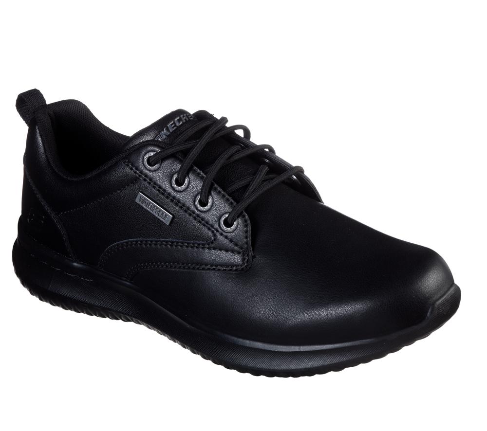 Men Skechers Delson - Antigo Smart Shoes Black  USA |  0596-HAISJ