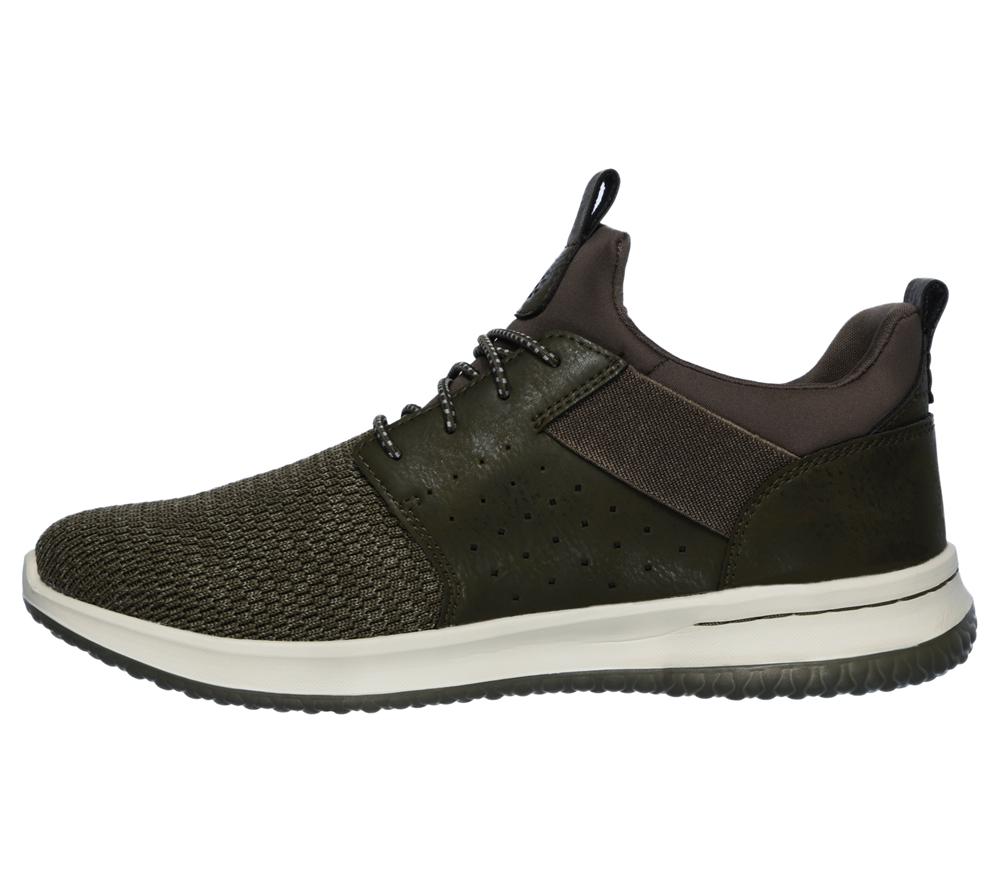 Men Skechers Delson - Camben Slip On Shoes Olive  USA |  6482-VTYGP