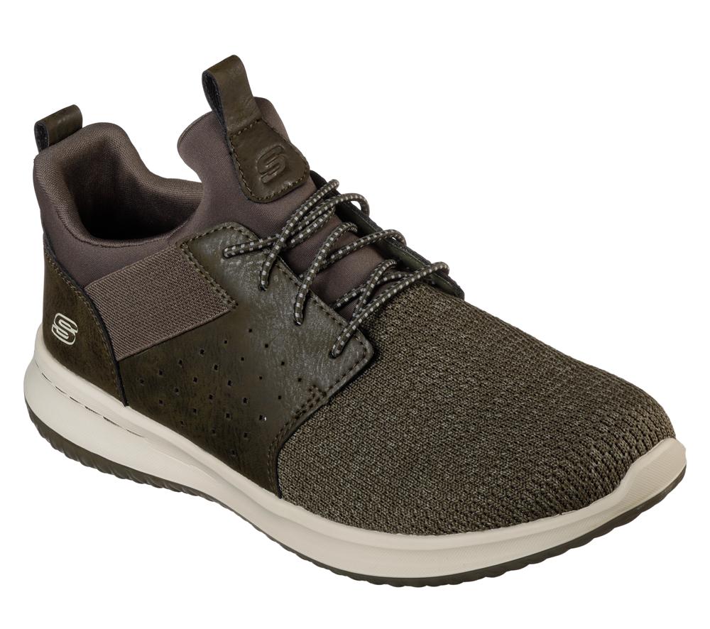Men Skechers Delson - Camben Slip On Shoes Olive  USA |  6482-VTYGP