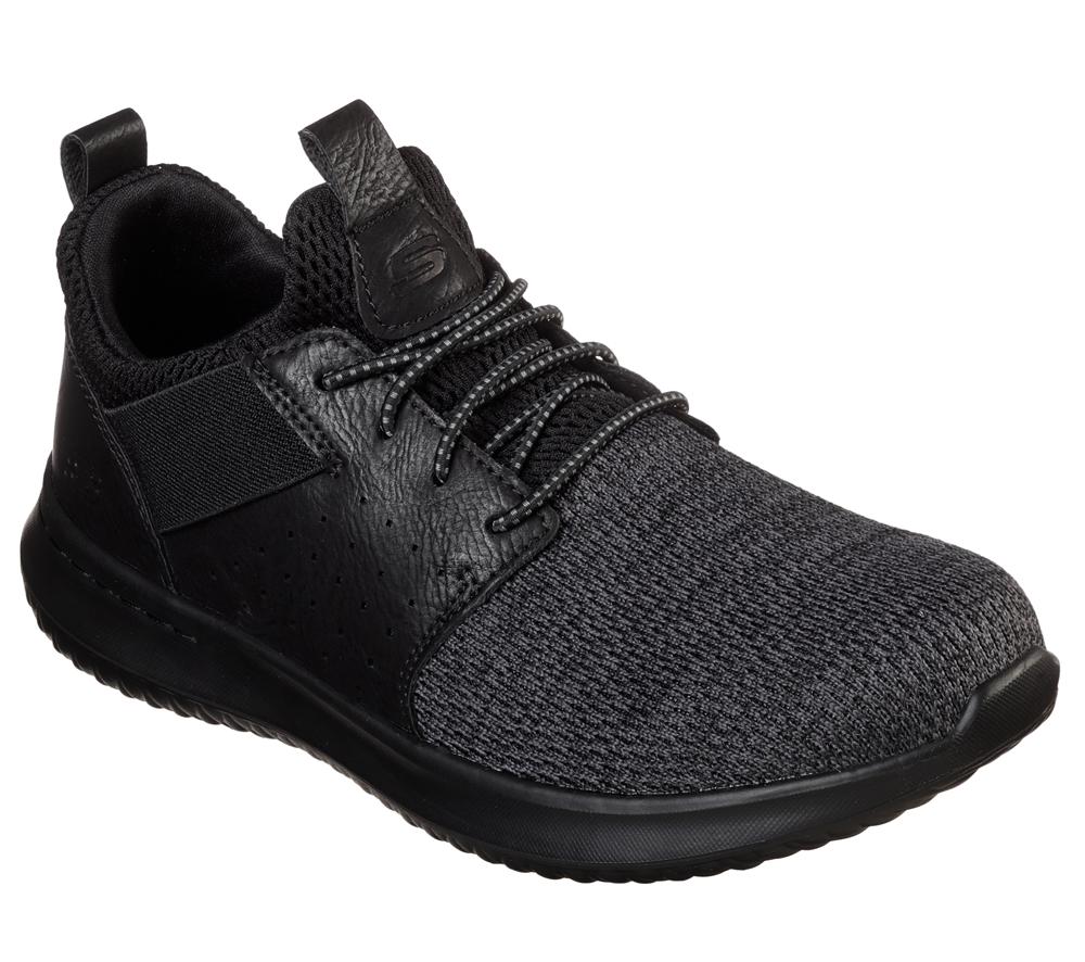 Men Skechers Delson - Camben Slip On Shoes Black  USA |  2675-OBVTL