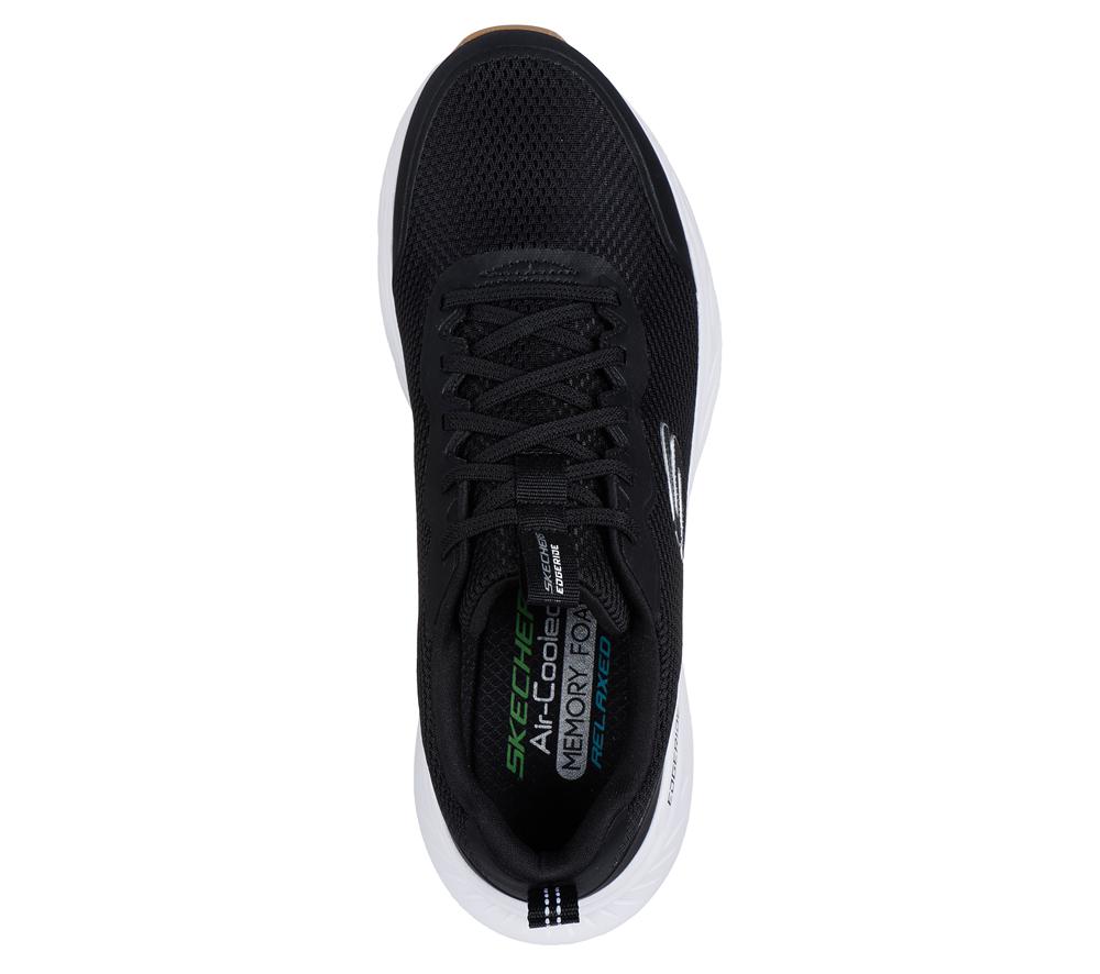 Men Skechers Edgeride - Rekze Slip On Shoes Black / White  USA |  5437-VJSTZ