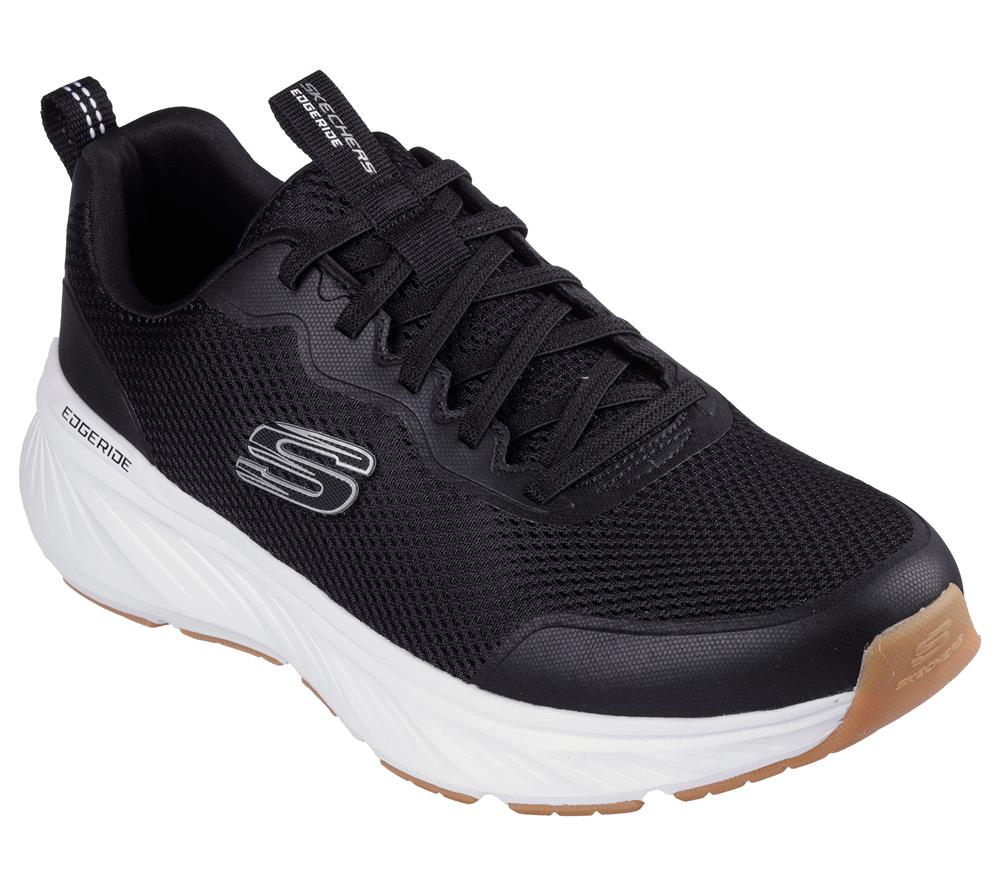 Men Skechers Edgeride - Rekze Slip On Shoes Black / White  USA |  5437-VJSTZ